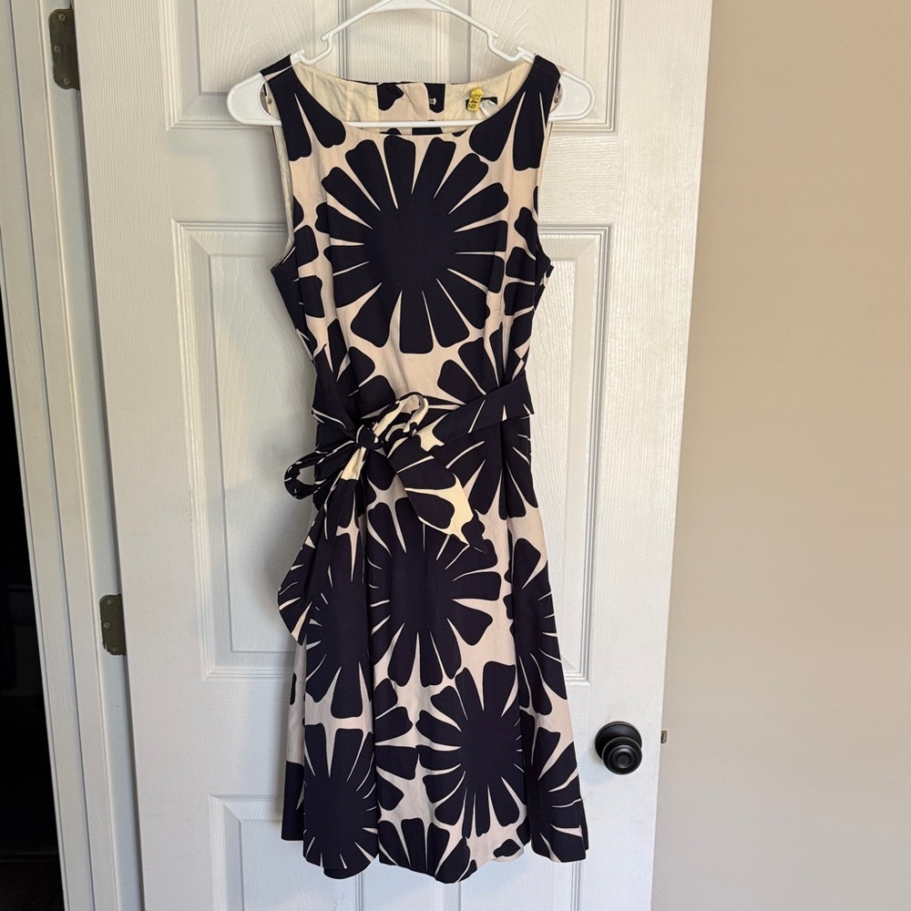 Floral Sleeveless Dress - Navy and Cream